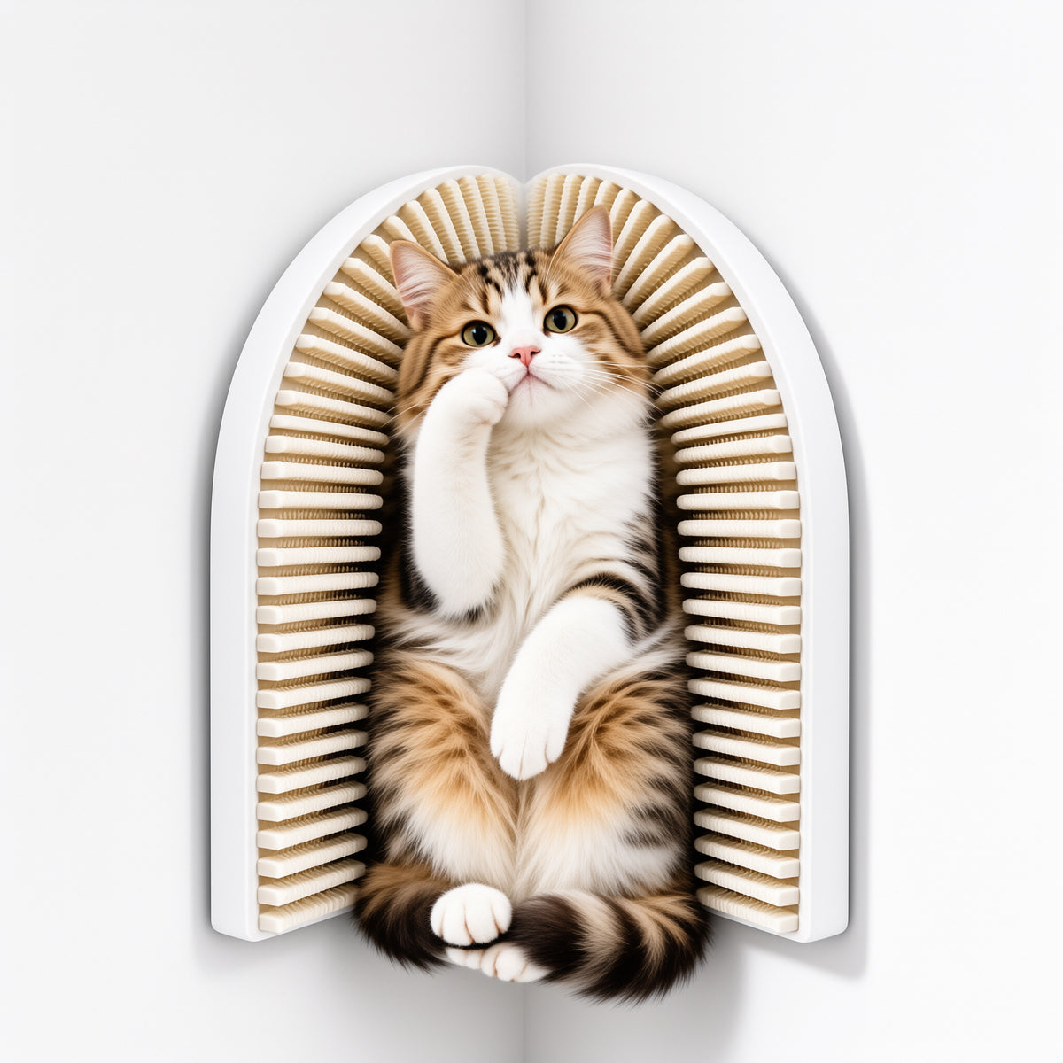 Corner-Mounted Cat Self-Grooming Brush — main image