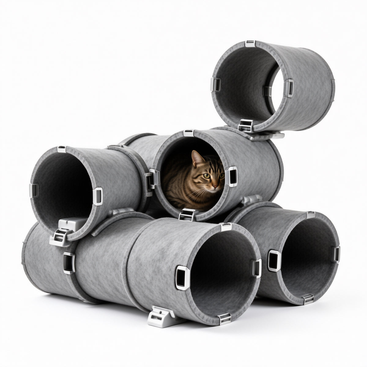 Modular Connectable Felt Cat Tunnel Set — lifestyle image