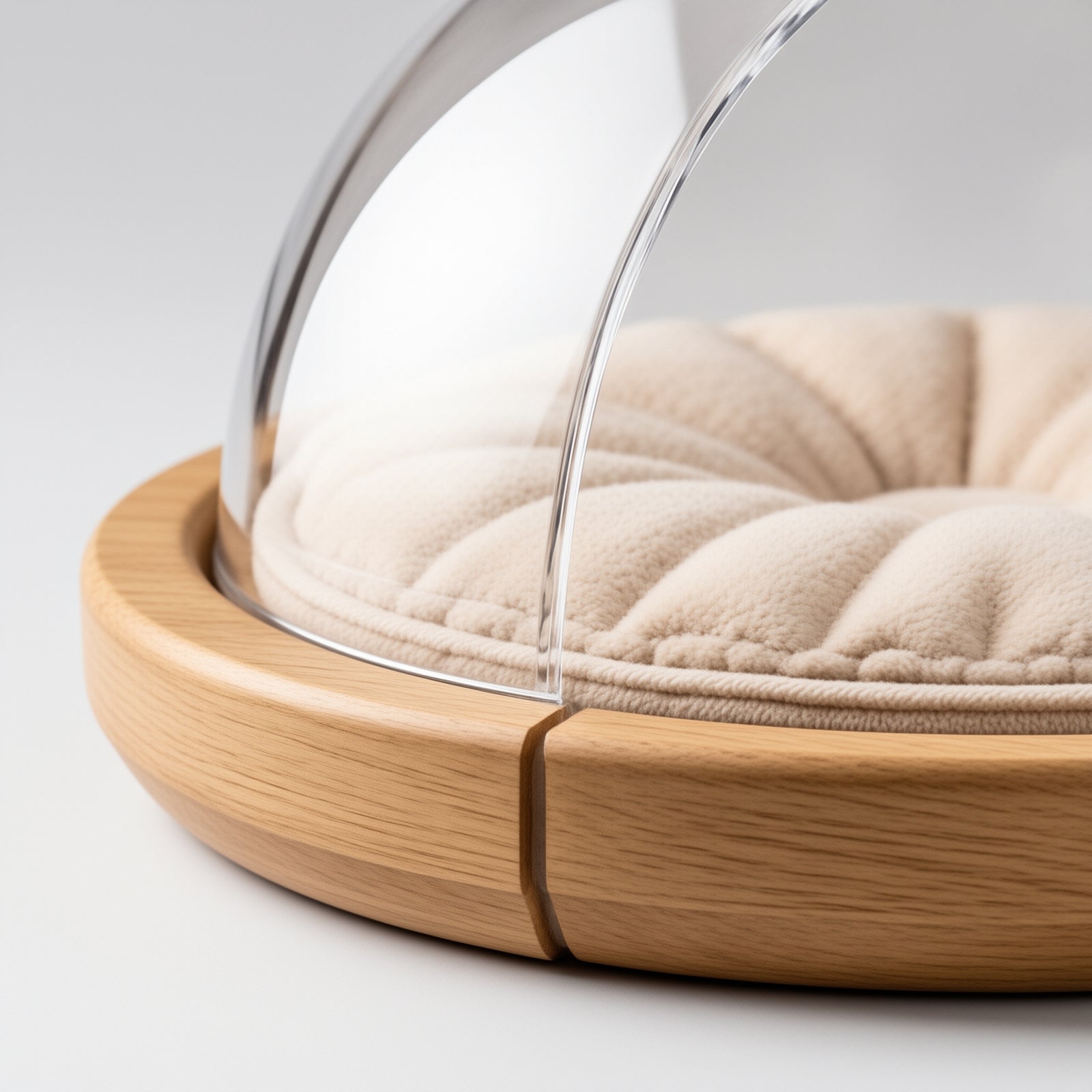Wooden Window Cat Pod with Clear Acrylic Bubble — detail image