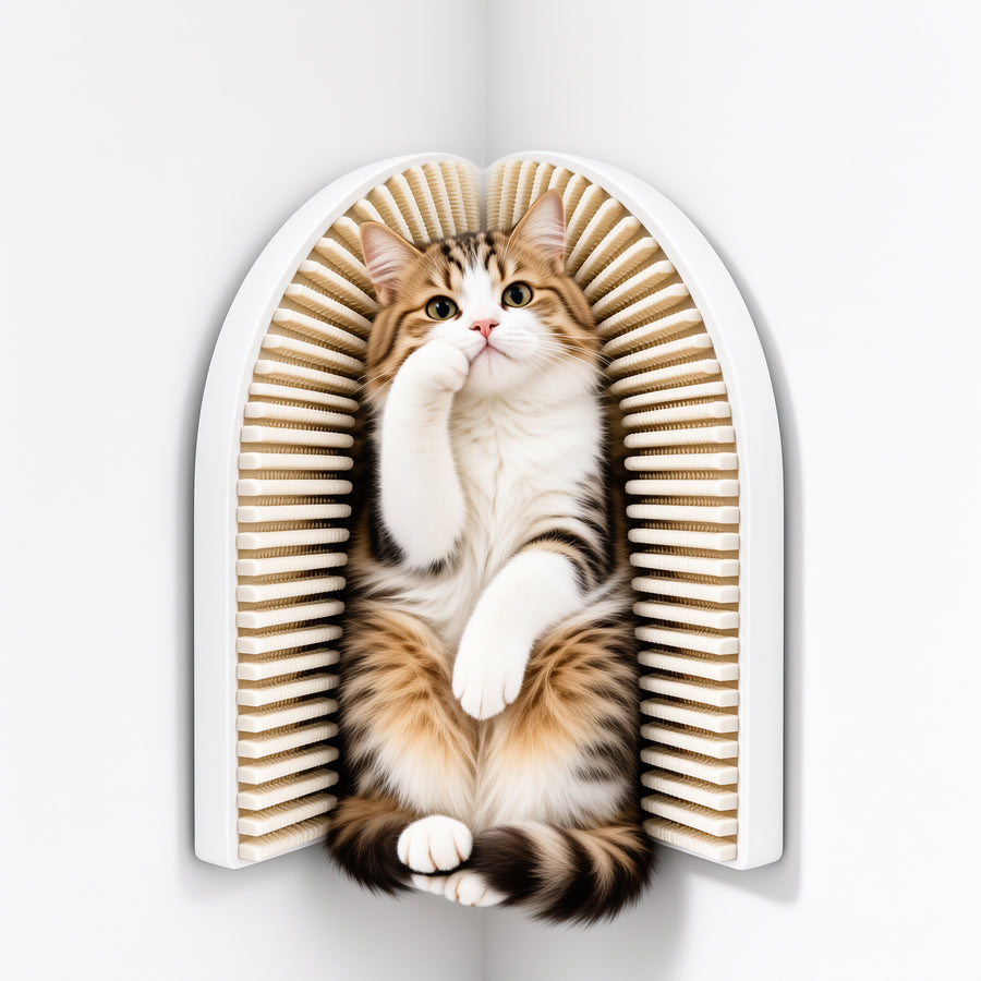 Corner-Mounted Cat Self-Grooming Brush — main image