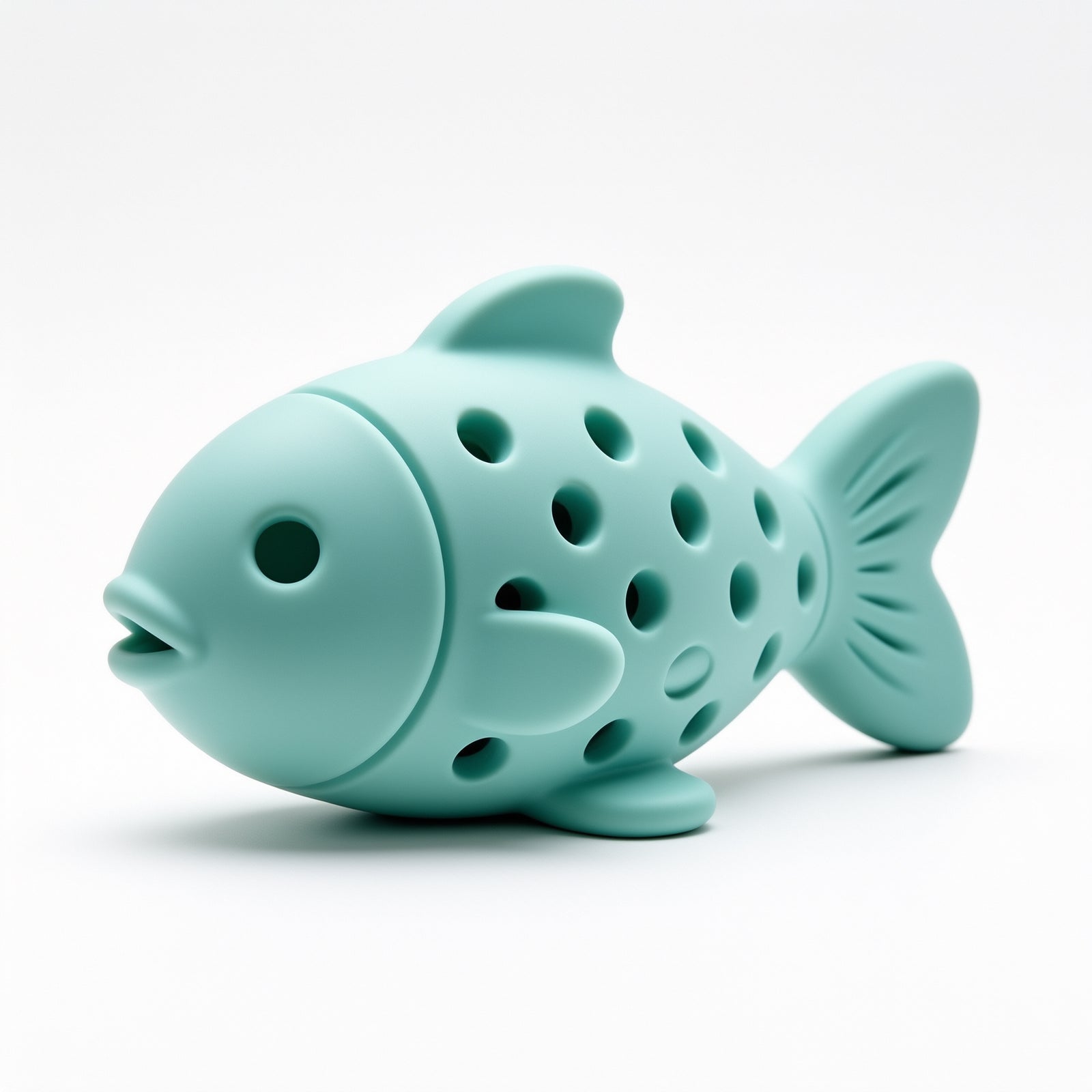 Fish-Shaped Silicone Treat-Dispensing Cat Toy — lifestyle image