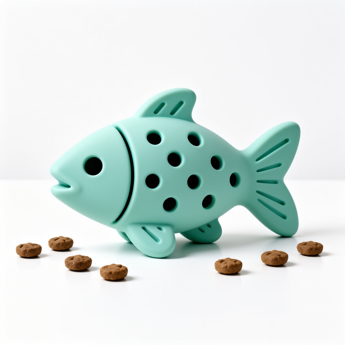 Fish-Shaped Silicone Treat-Dispensing Cat Toy — main image