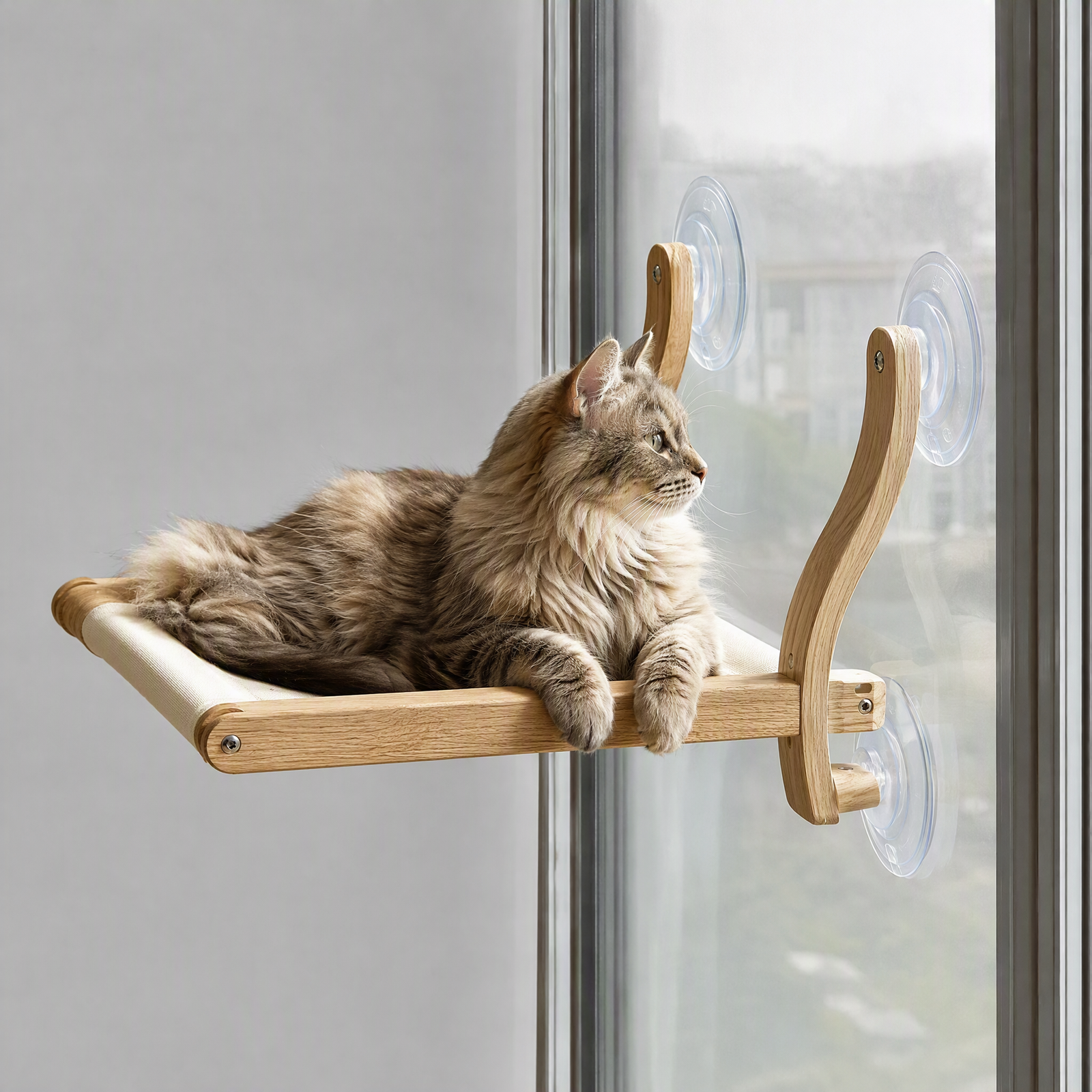 No-Drill Suction Cup Window Cat Hammock — main image