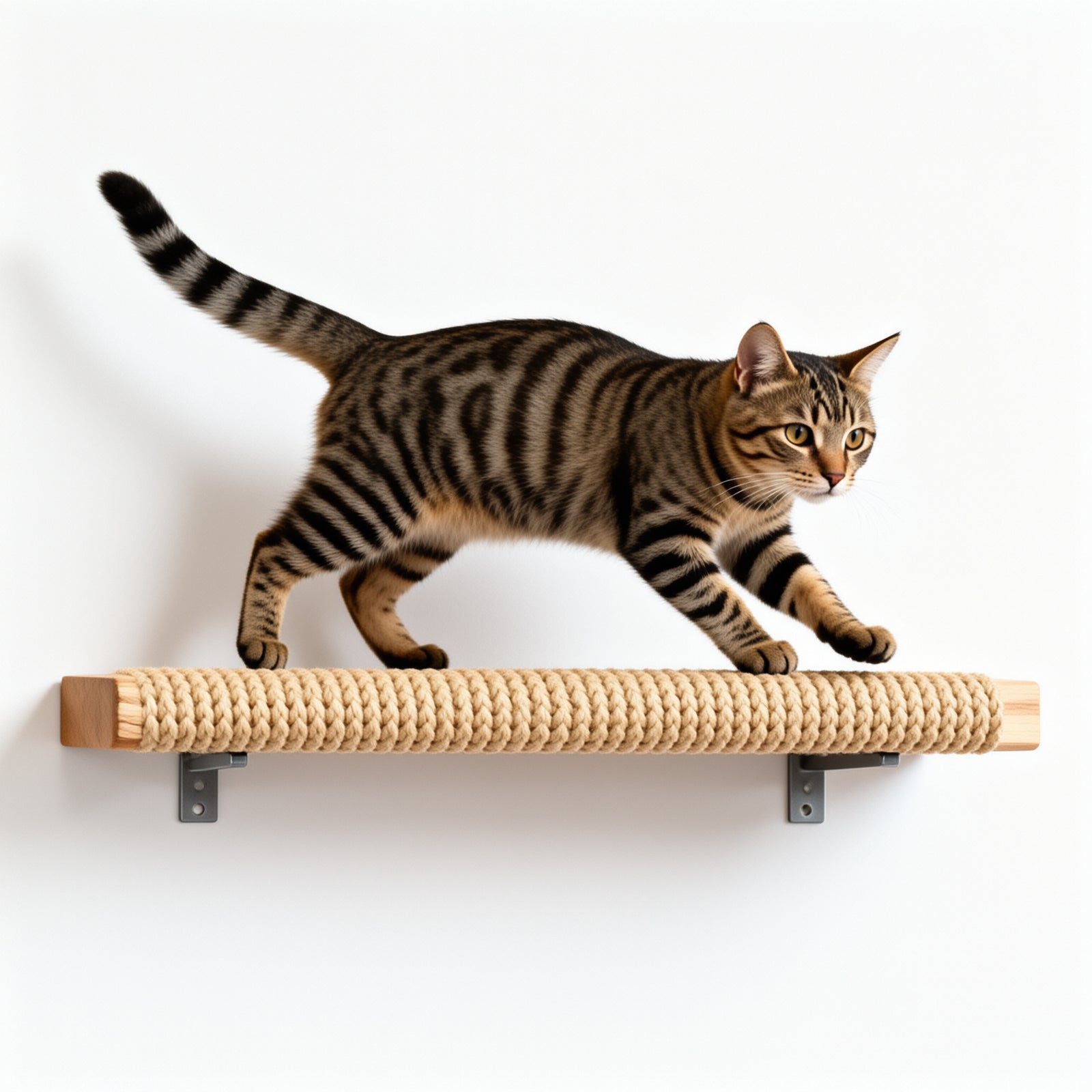 Solid Wood Wall-Mounted Cat Step with Sisal Surface — main image