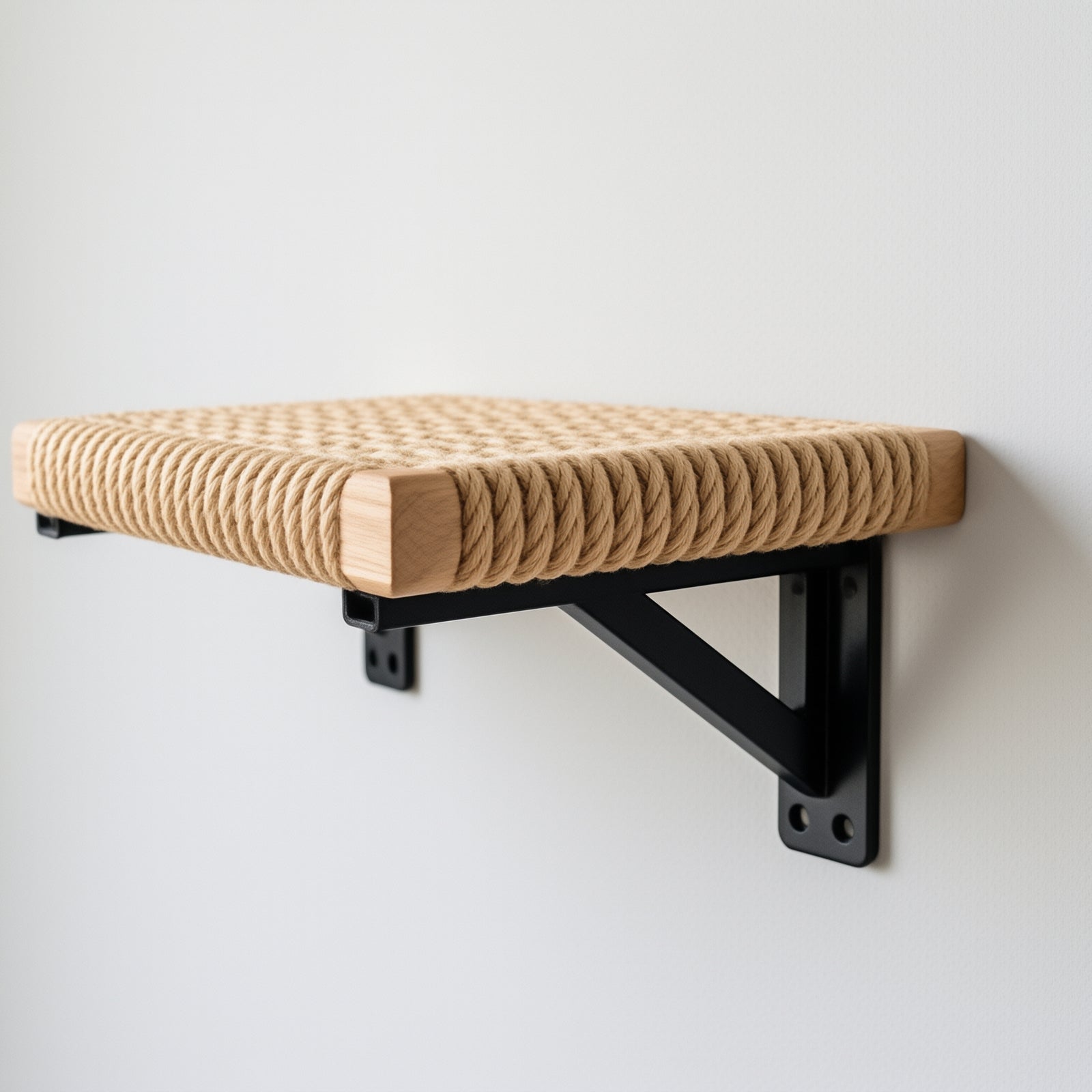 Solid Wood Wall-Mounted Cat Step with Sisal Surface — lifestyle image