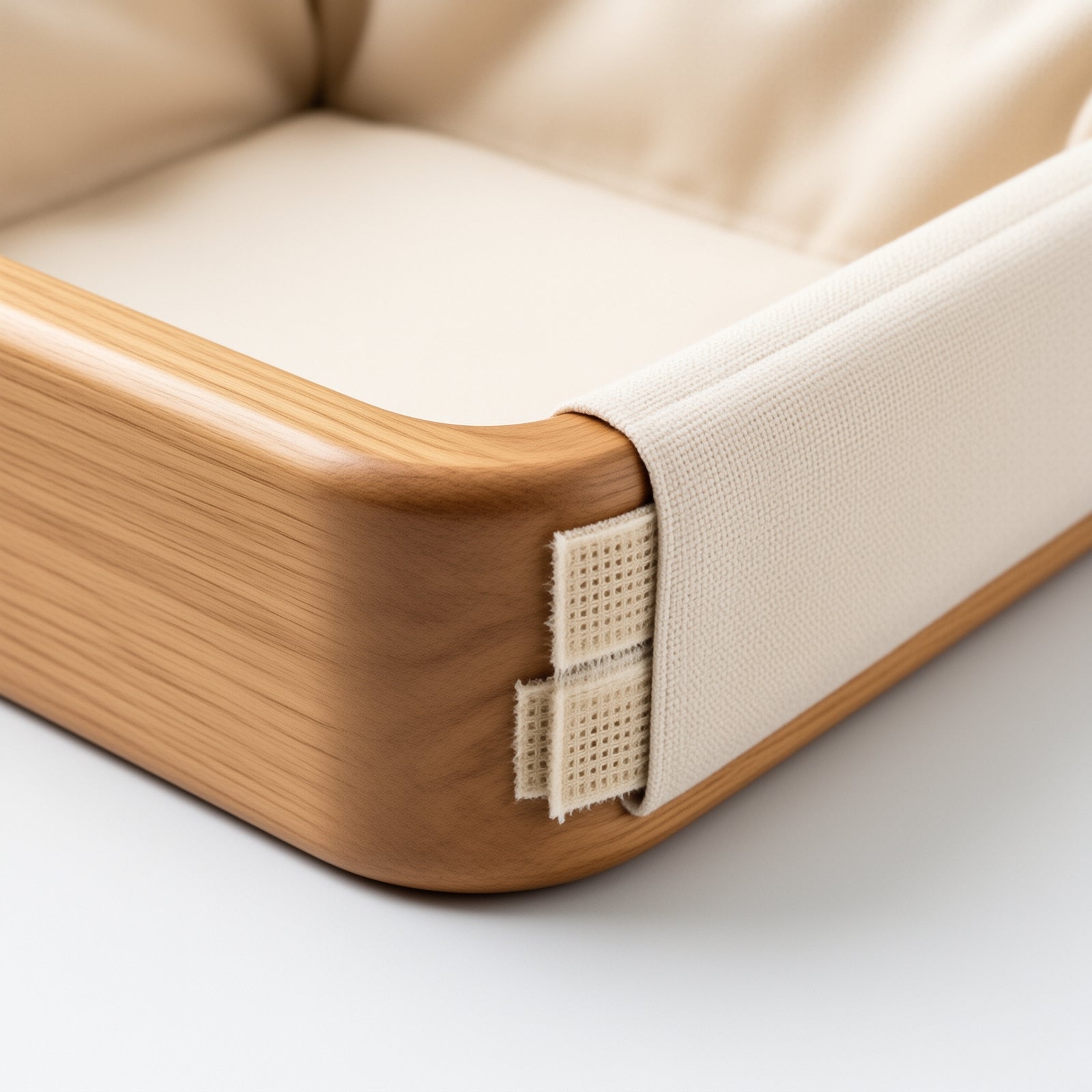 Solid Wood Window-Mounted Cat Bed with Canvas Sling — detail image