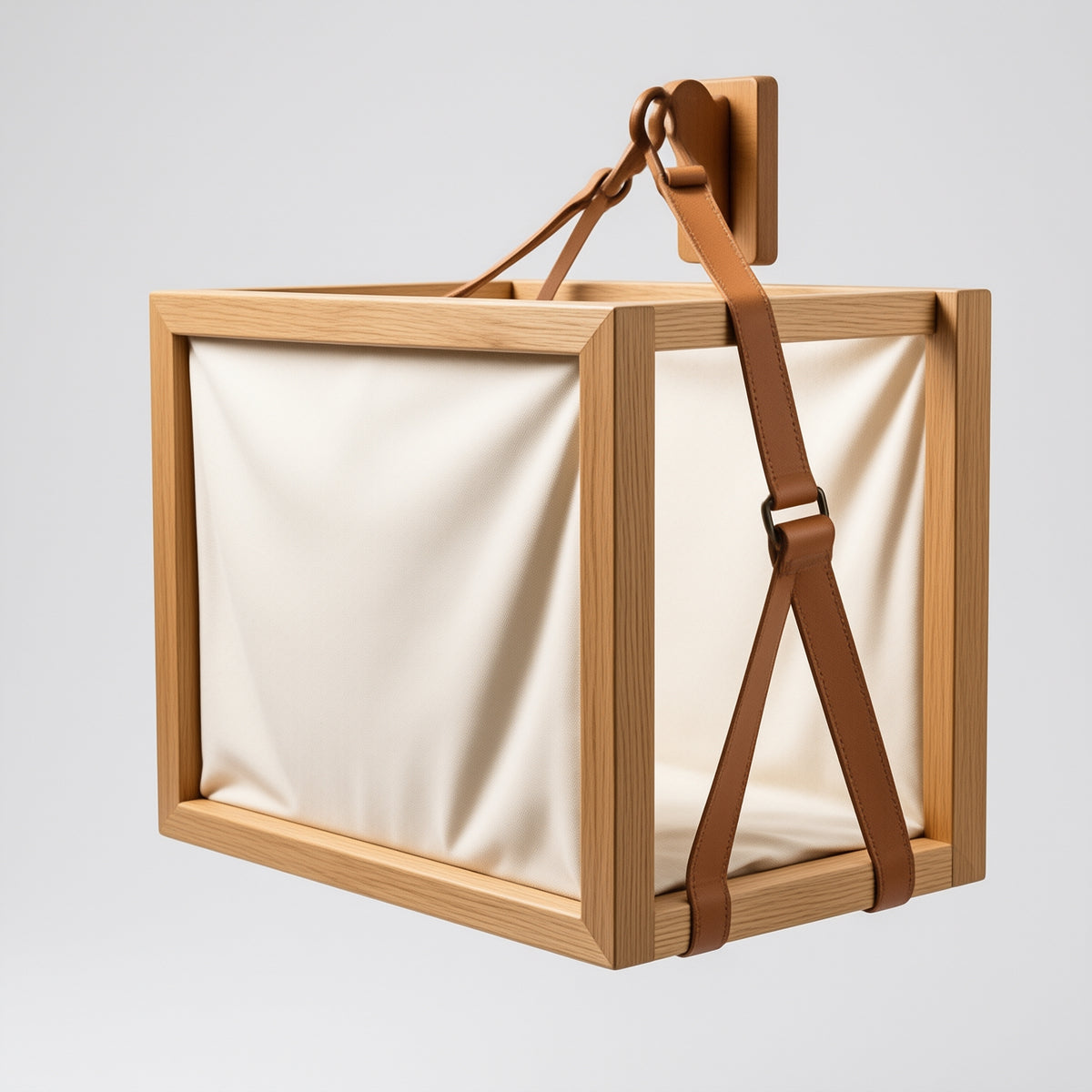 Solid Wood Window-Mounted Cat Bed with Canvas Sling — lifestyle image