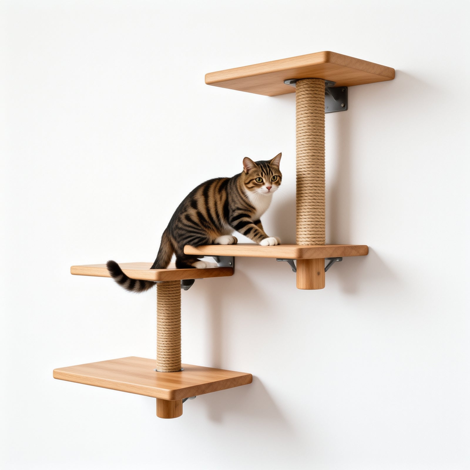 Three-Piece Wooden Cat Climbing Platform Set — main image