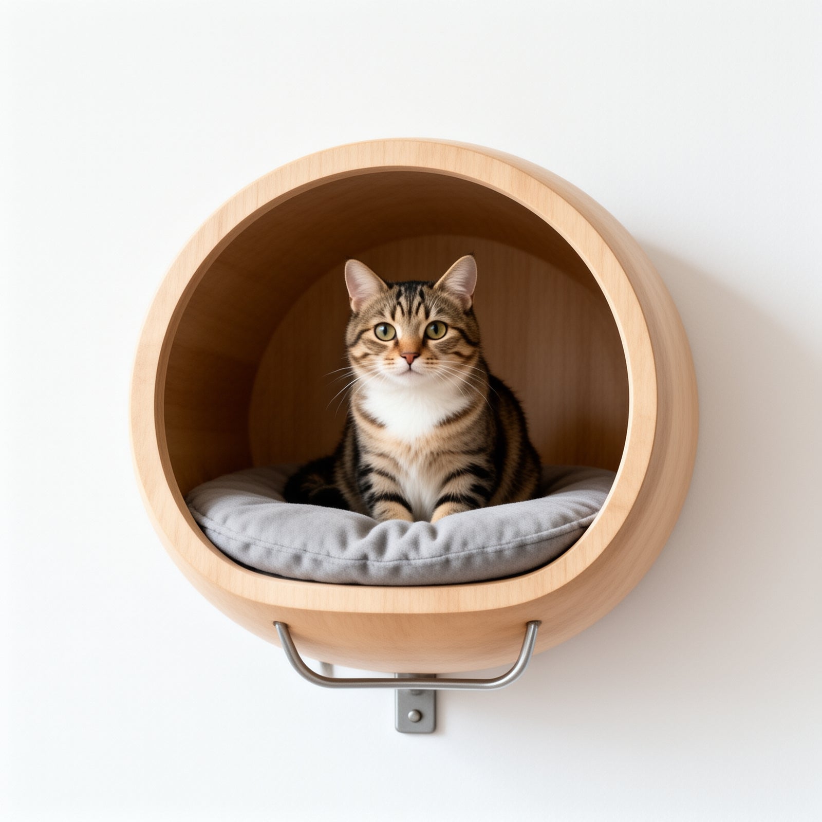 Wooden Wall-Mounted Cat Pod with Fabric Liner — main image